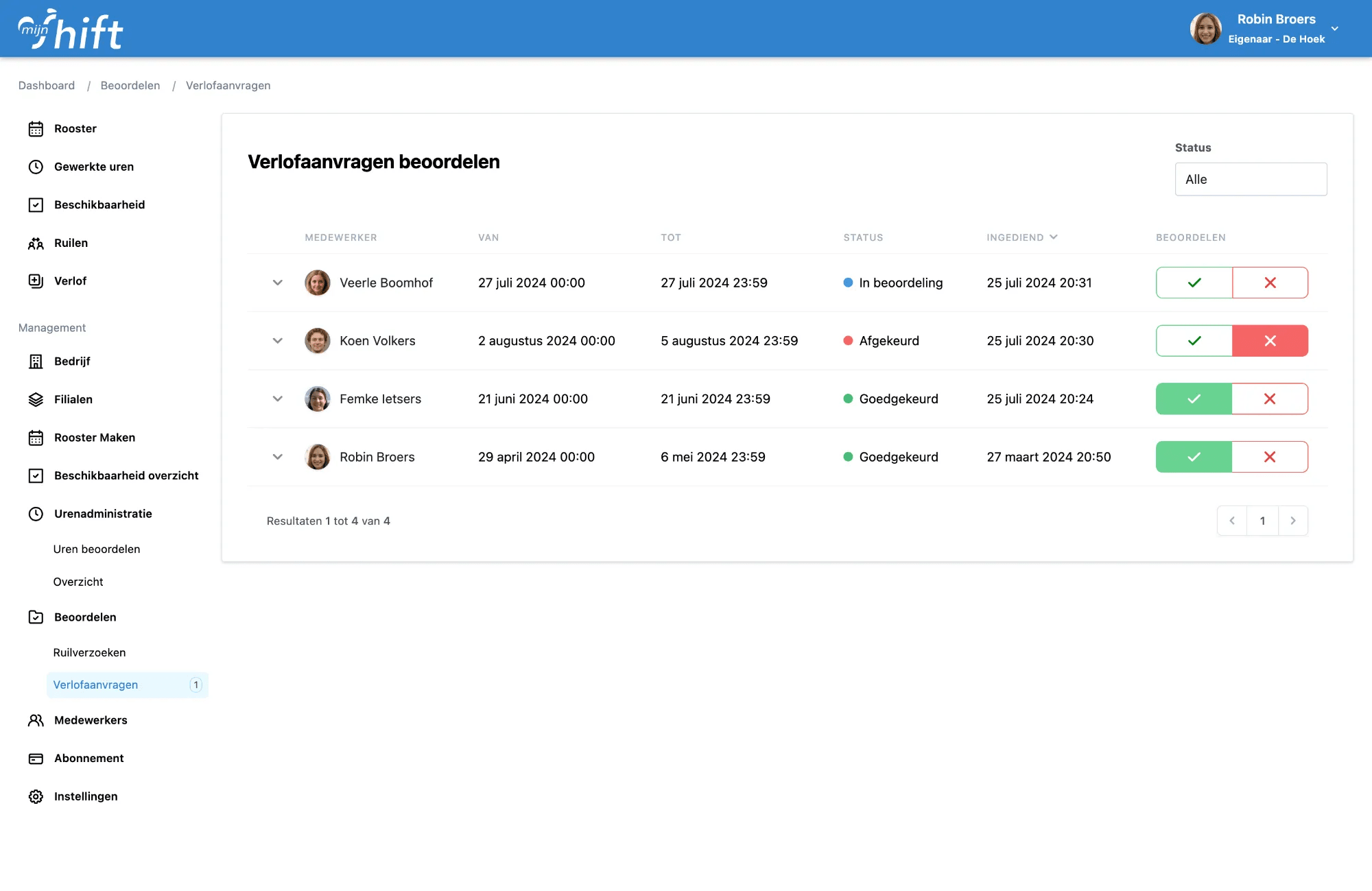 MijnShift verlofintegratie